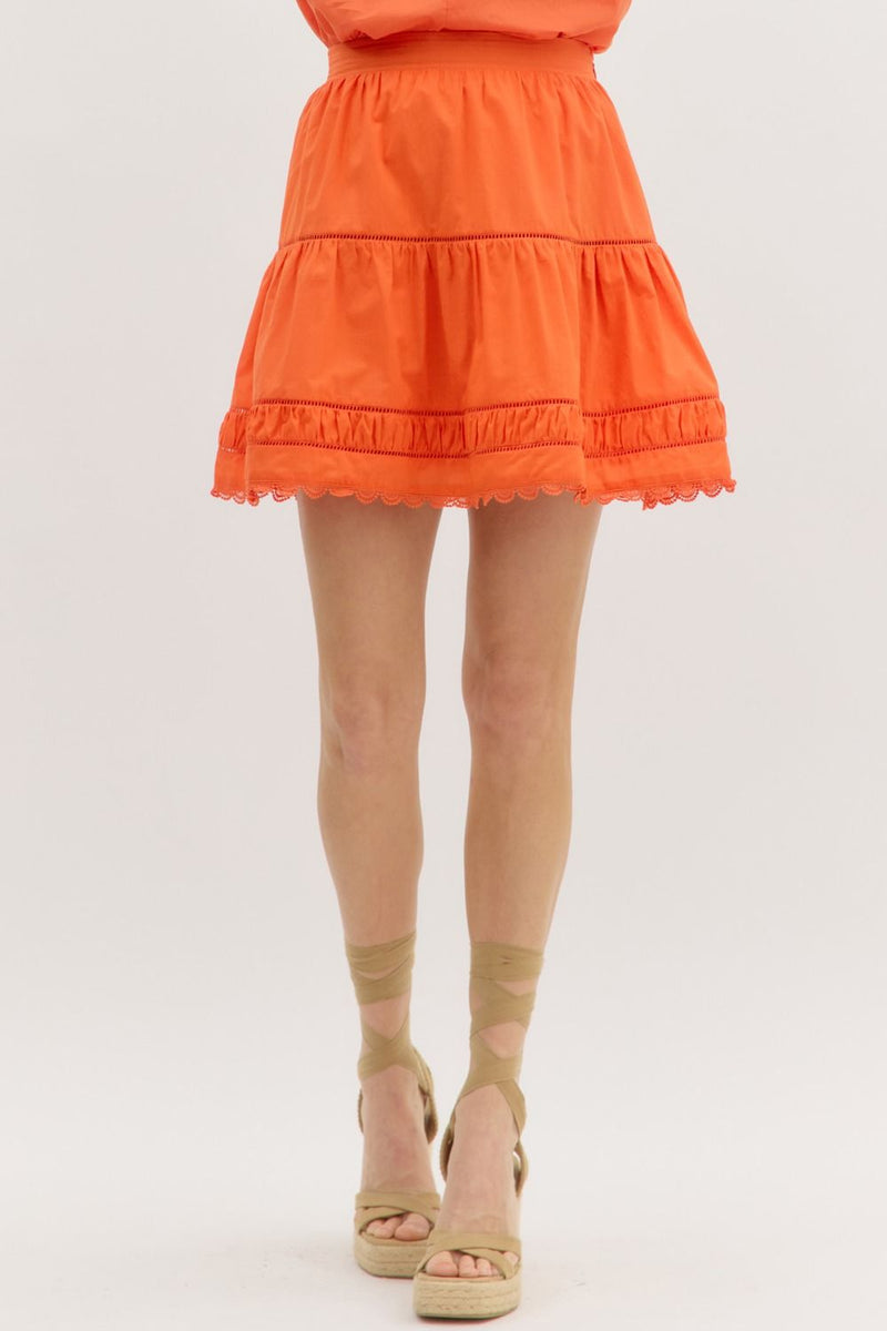 Roma Ruched Skirt Long Burnt Orange main image 0