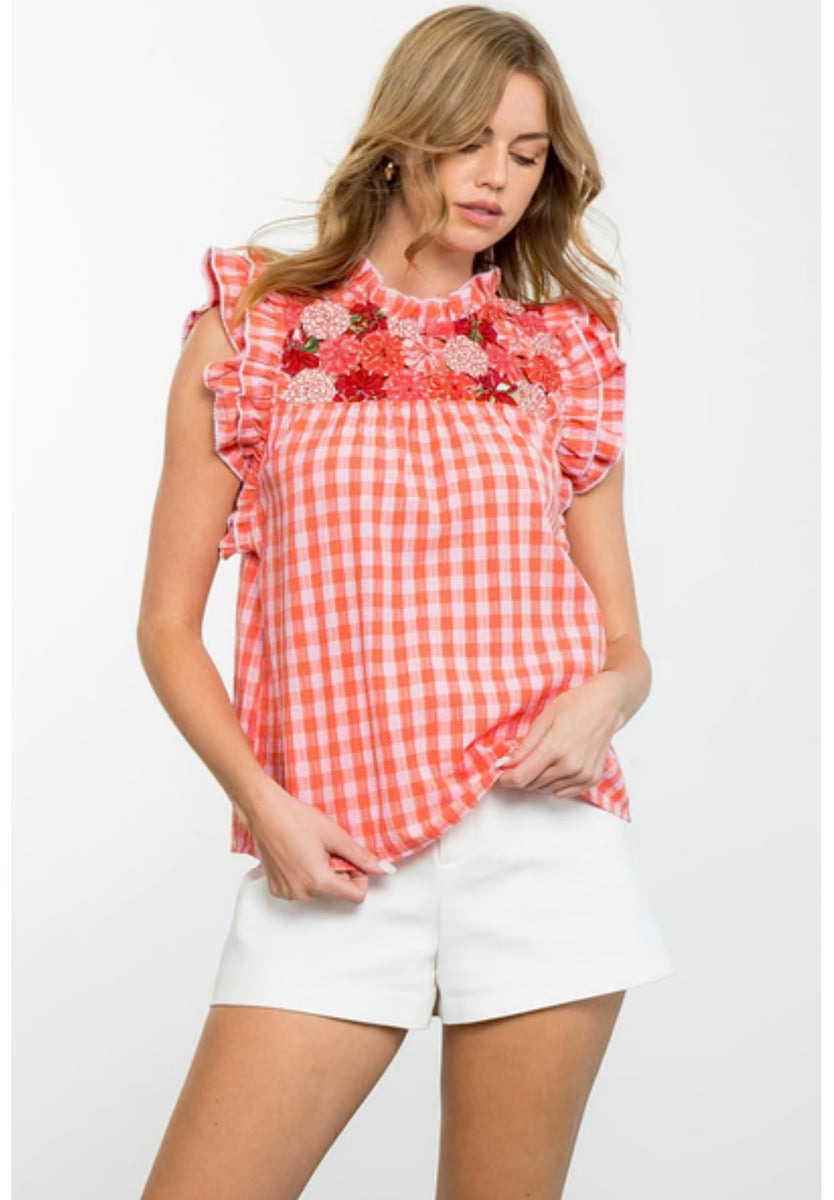 売れ筋商品|||トミー ヒルフィガー カットソー トップス レディース Women's Gingham Pintucked Top Sherbert Wine Gingham Charlotte Bustier with Three Way Sleeve | Louise