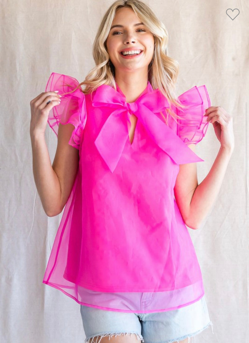 Hot Pink Organza Bow Top Chilton Avenue