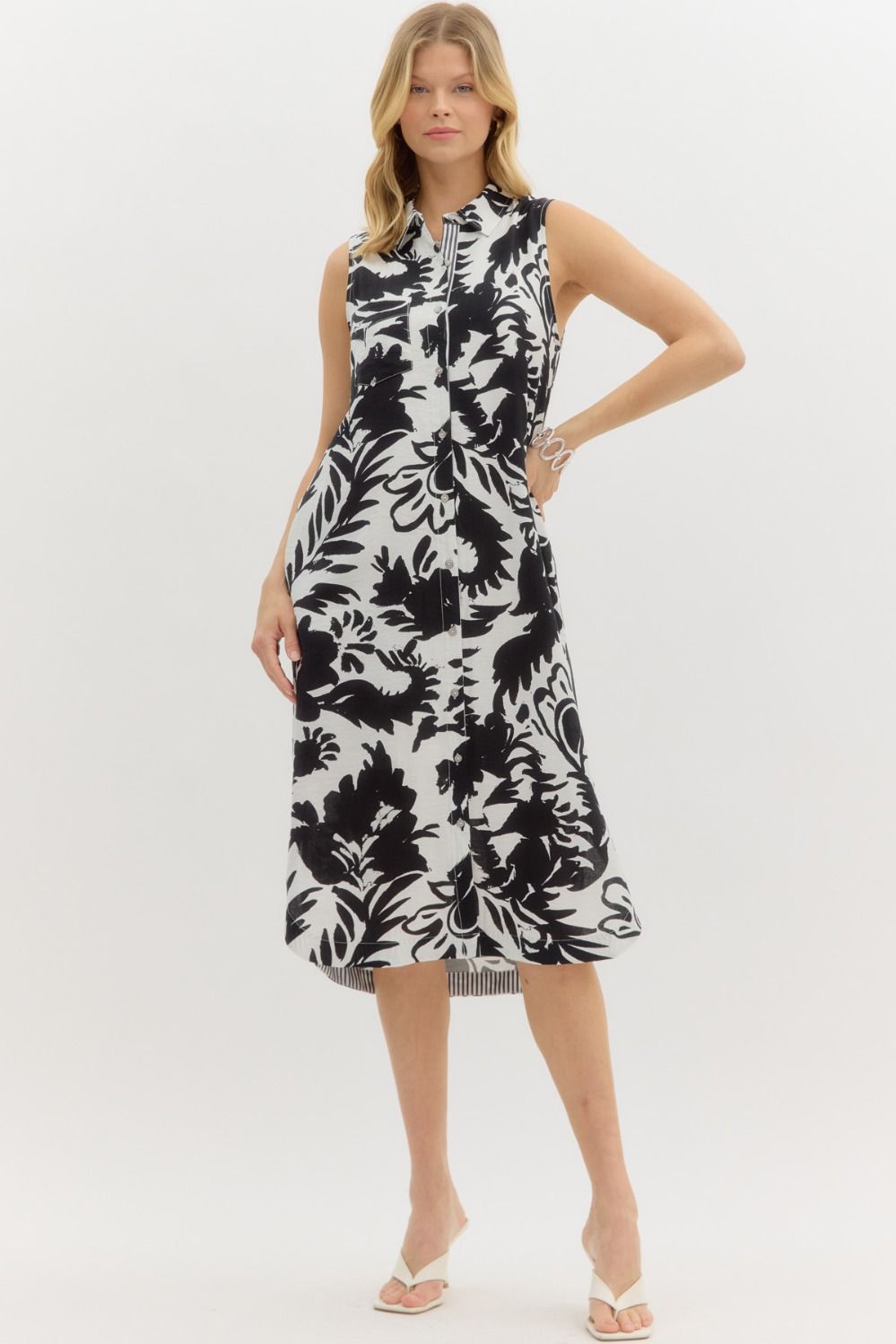 Black & White Tropical Shirt Dress – Chilton Avenue