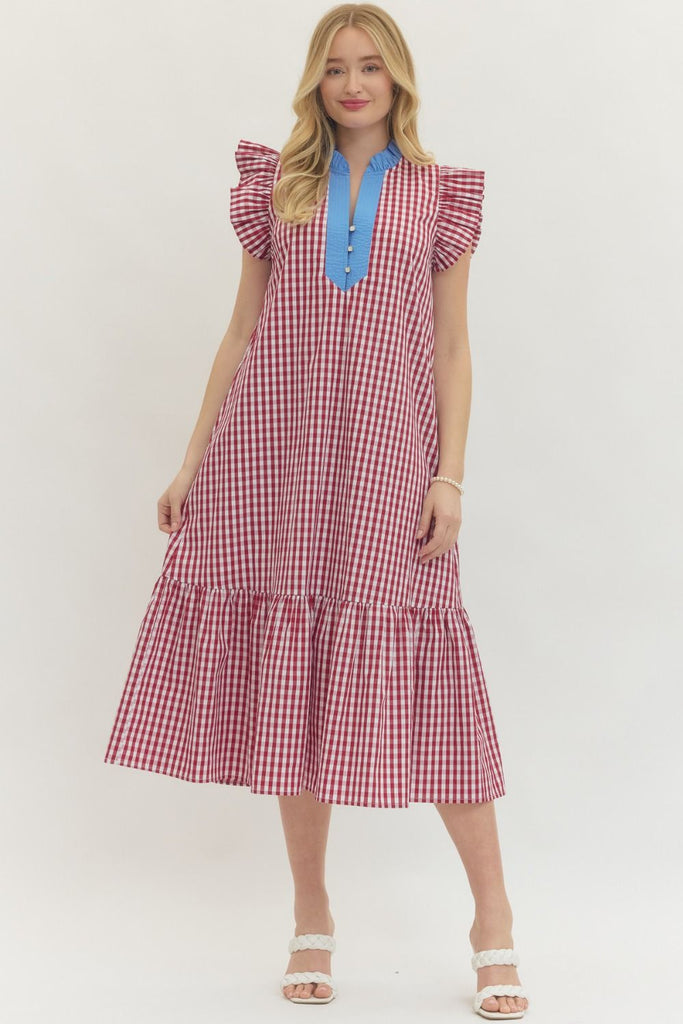 red and blue gingham dress Gleaming Stars Blue Gingham Lacey Dress by Classic Whimsy