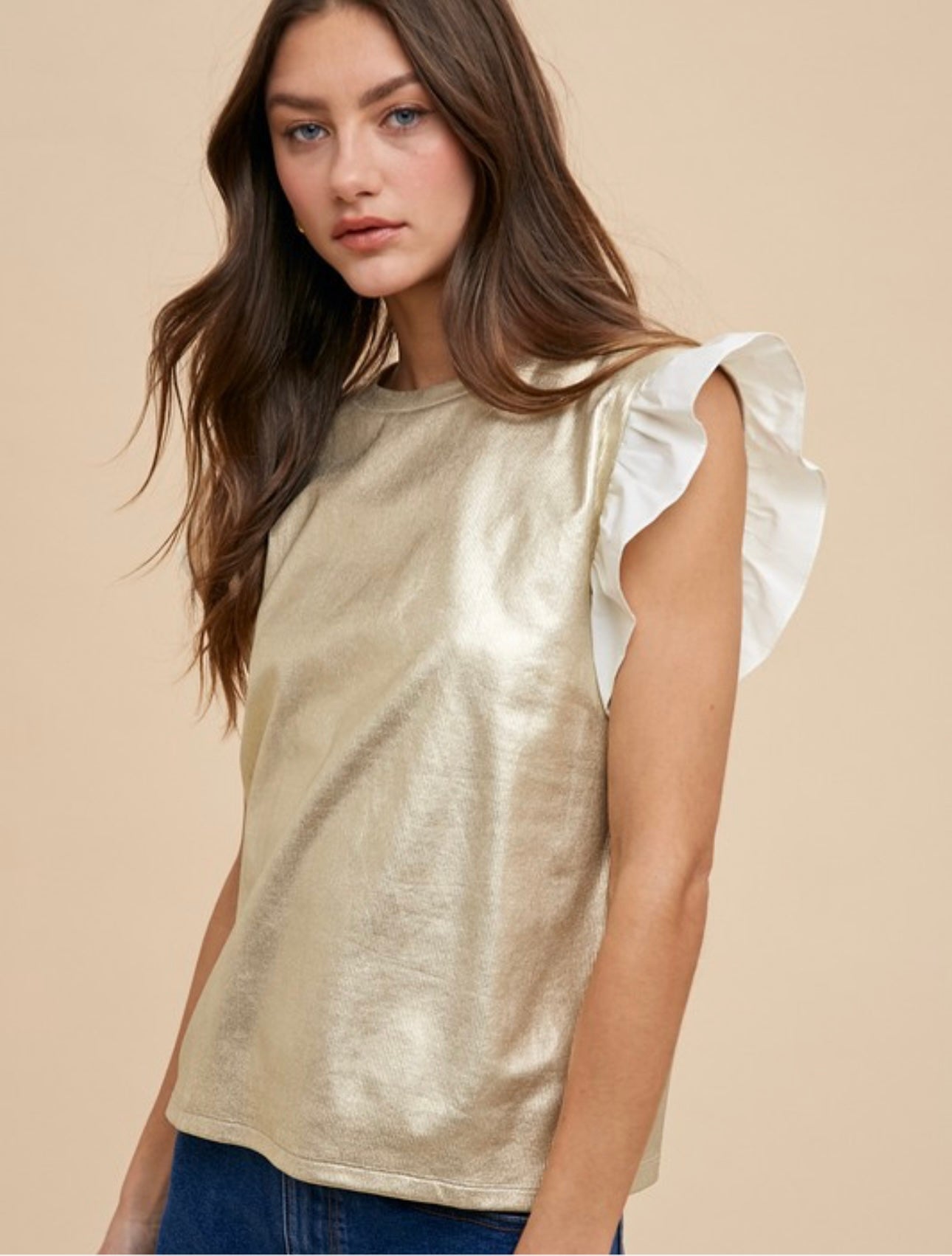 Gold Ruffle Top β Chilton Avenue