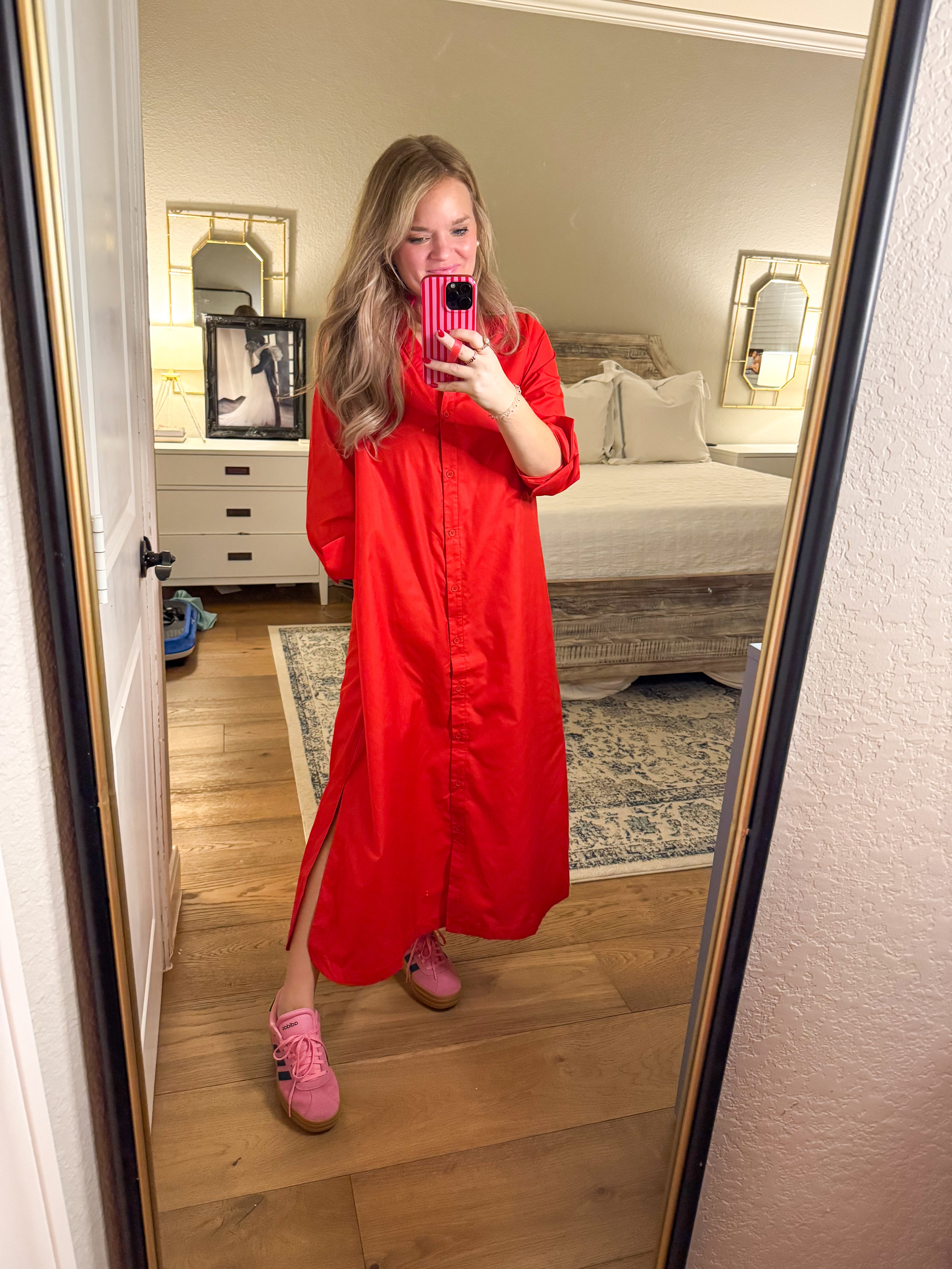 Red Midi Shirt Dress Chilton Avenue Red Midi Shirt Dress Chilton Avenue