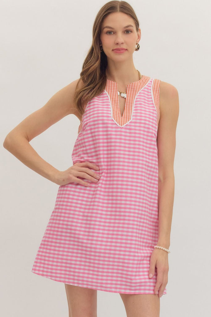 orange and pink gingham dress & Make summer styling easy Size:X-Small Adult Pre Fall26 Hot Pink Lace Corset