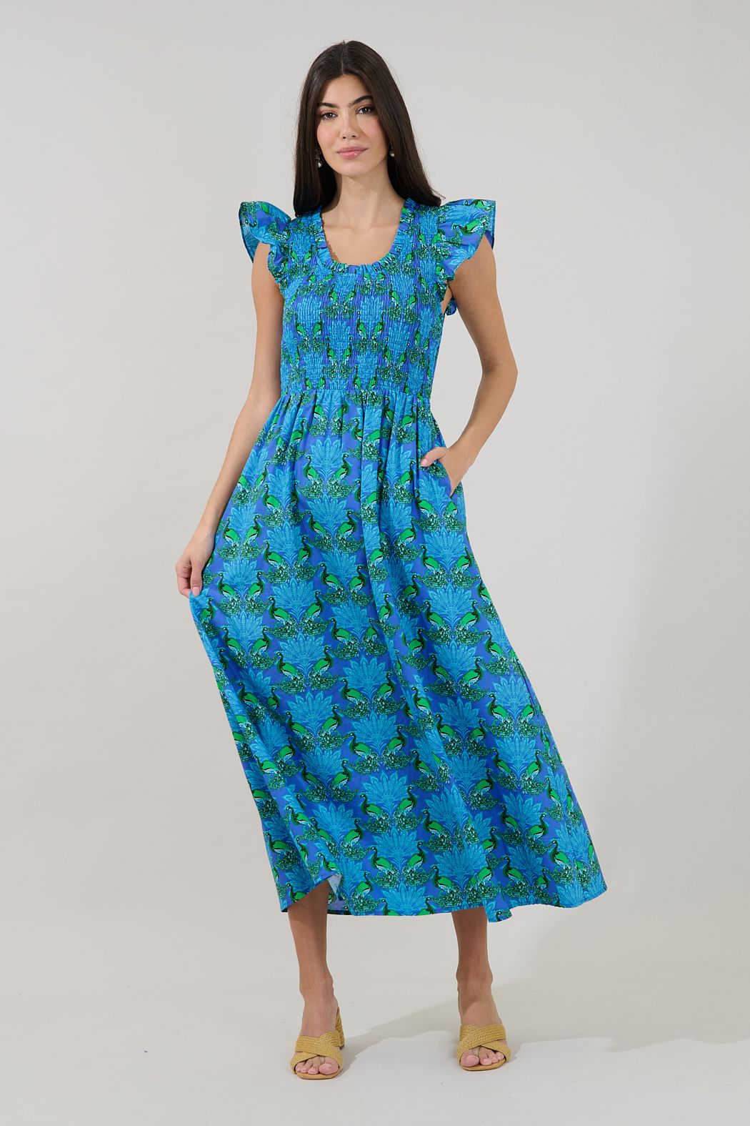 peacock maxi dress ZAPAKA Women Peacock Blue Long Prom Dress with Streamer Mermaid Strapless Corset Evening Party Dress with Slit, Peacock Blue / US18W