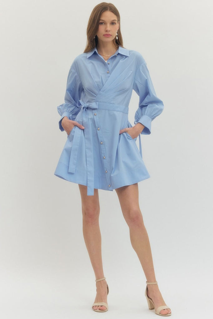 Blue Wrap Shirt Dress – Chilton Avenue