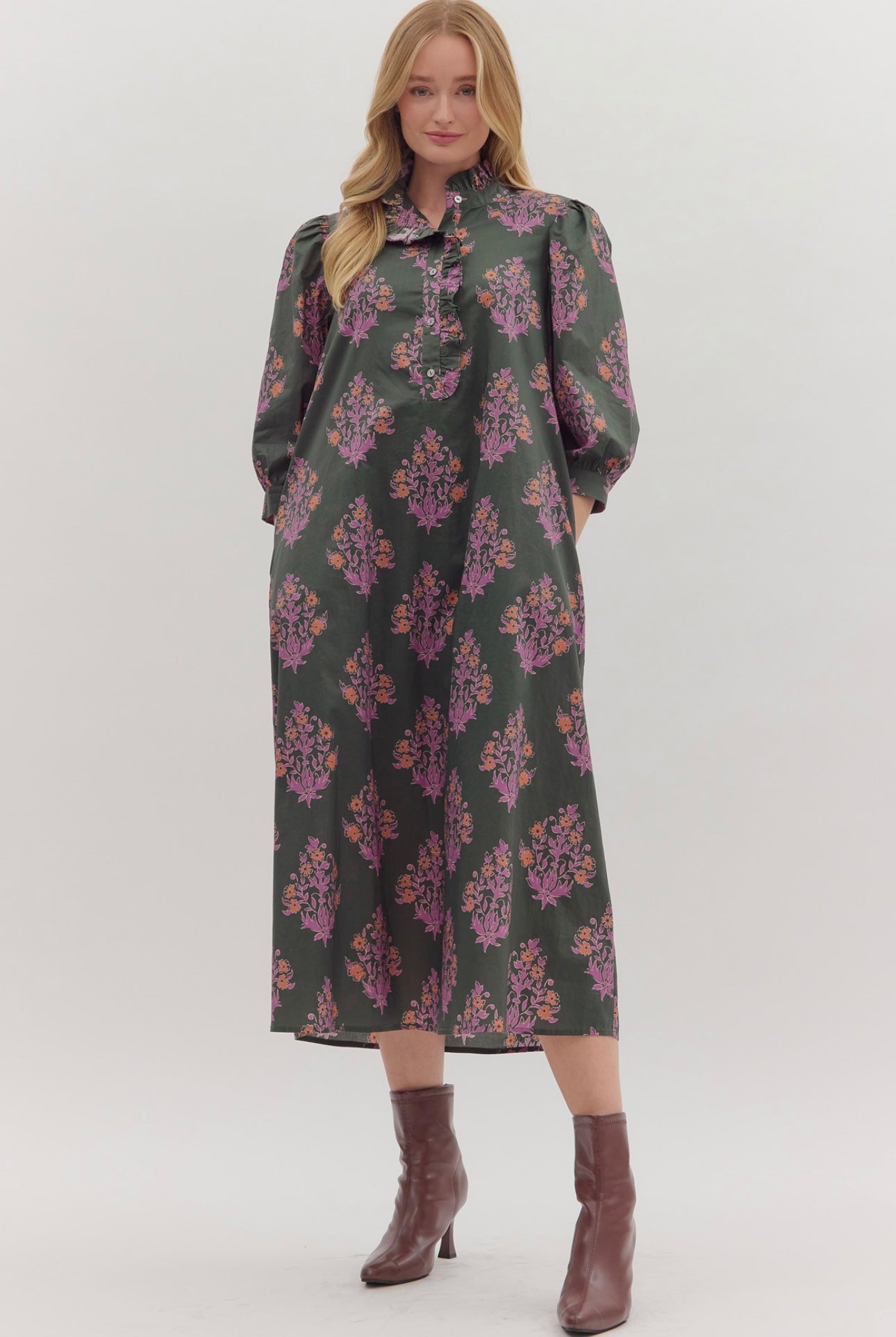 fitted lace wedding dress ADAM by Adam Lippes - Purple, Pink & Green Watercolor Print Flowy Silk Maxi  Dress Sz 2