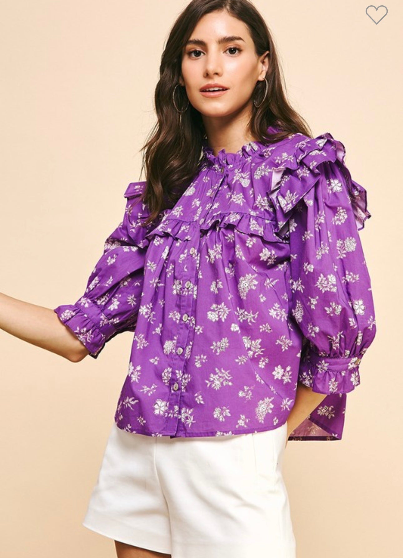 Purple Top Ruffles Purple Floral Ruffle Top – Chilton Avenue