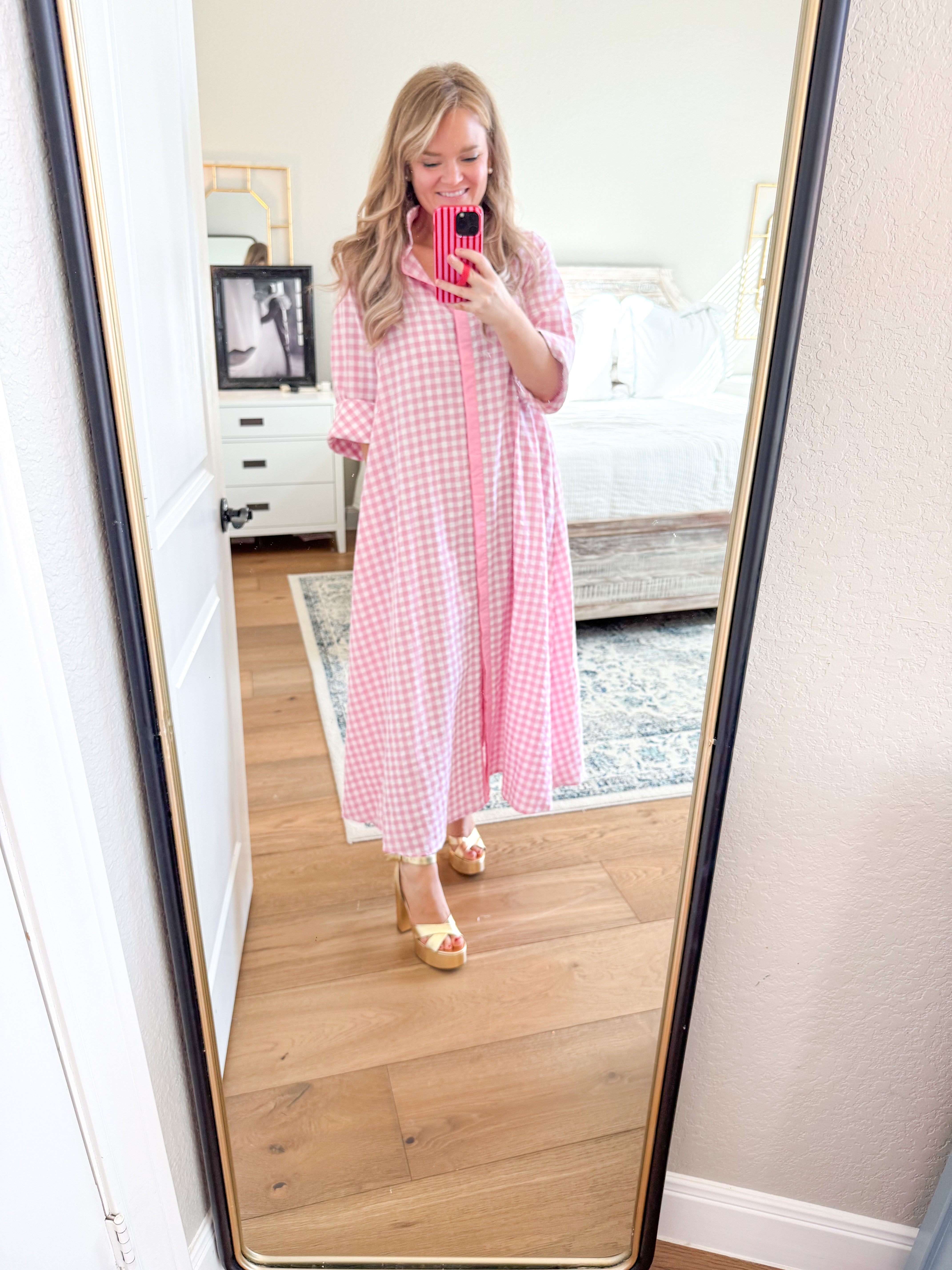 pink gingham midi dress Augusta Gingham Midi Dress