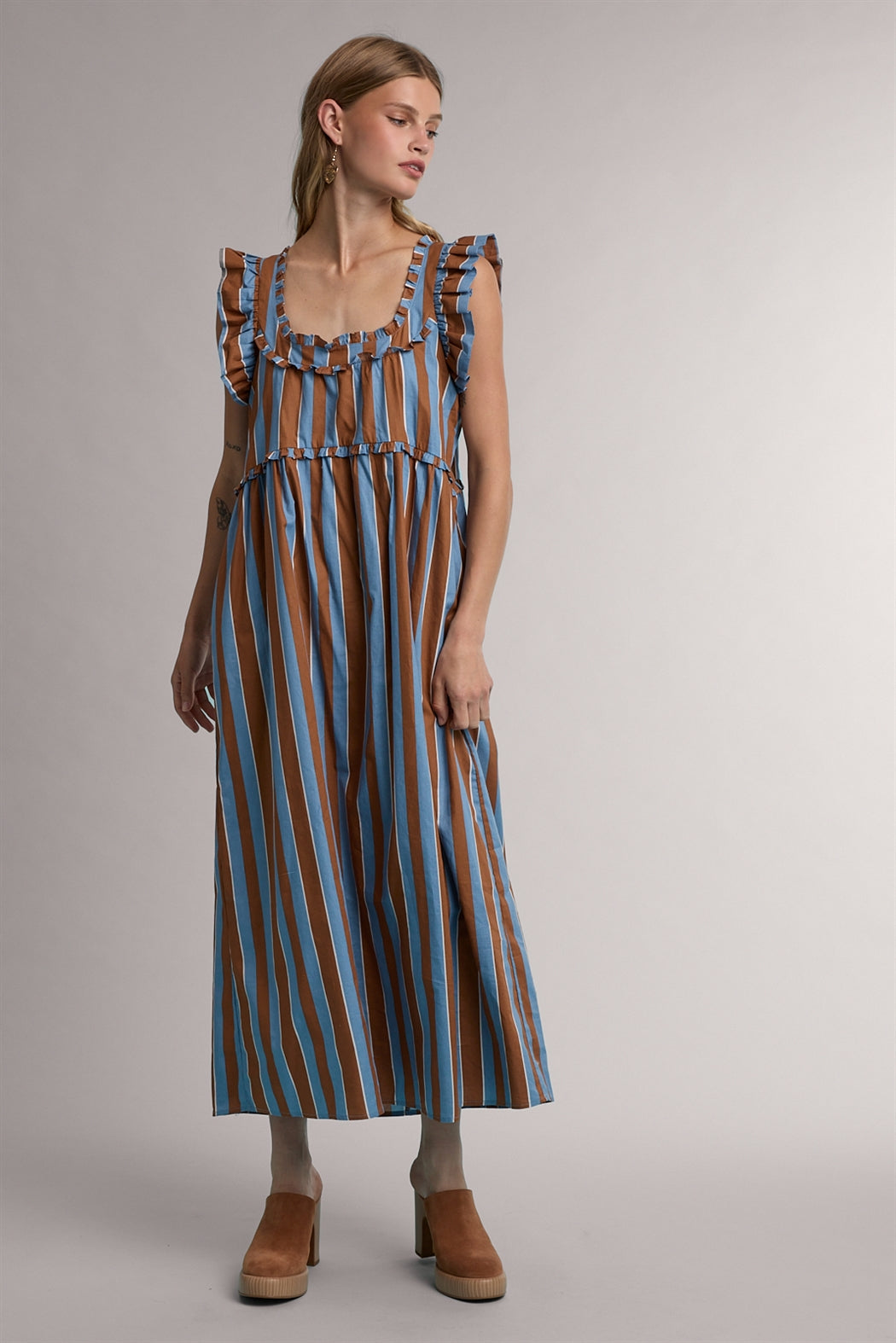 Blue & Brown Maxi Dress – Chilton Avenue