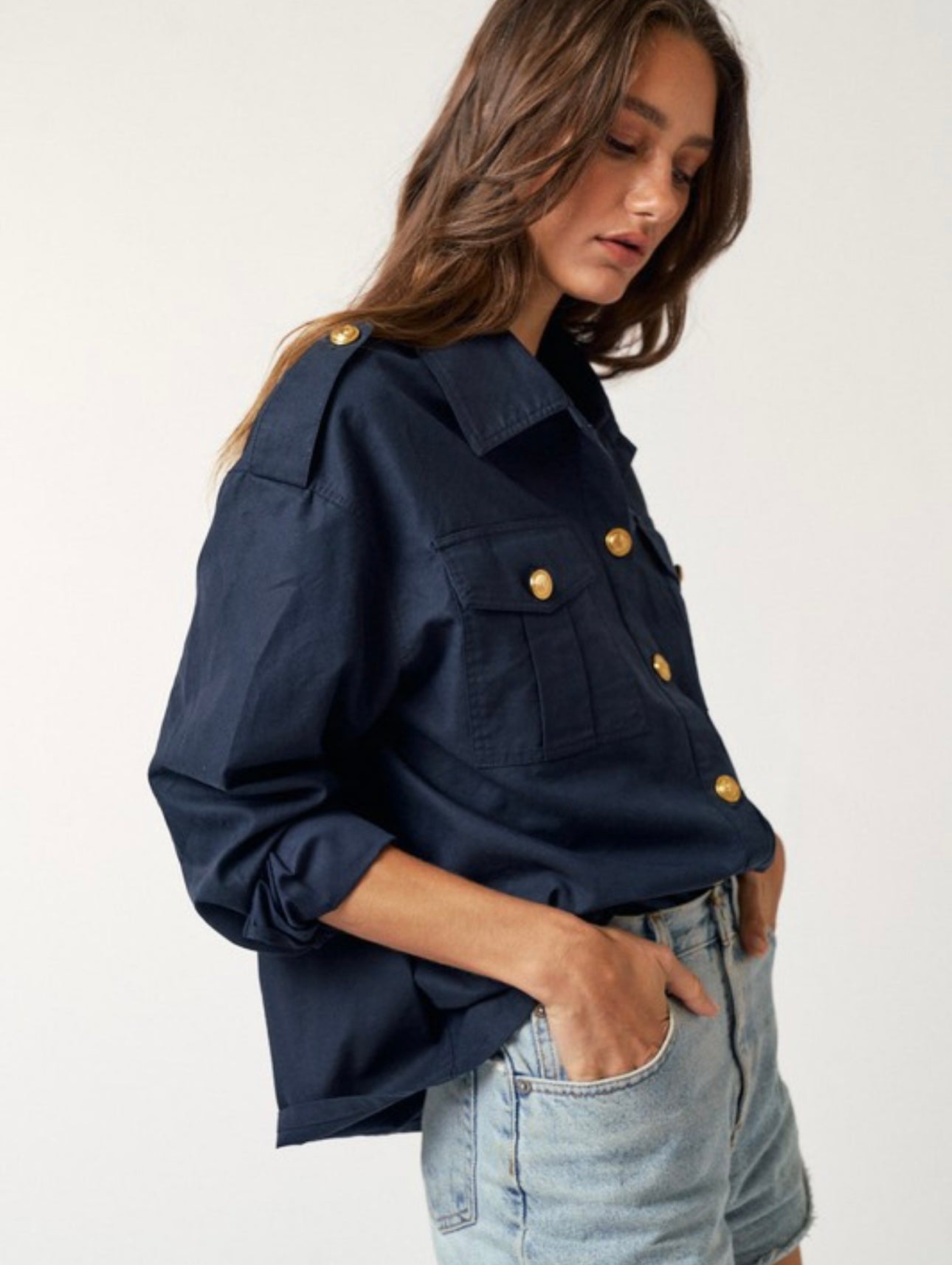 Navy & Gold Shacket – Chilton Avenue