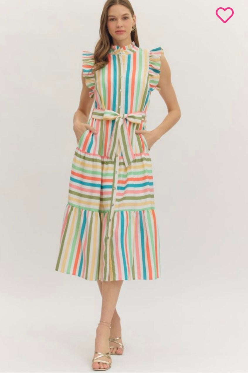 colorful striped midi dress Mint Jade Striped Midi Dress – Chilton Avenue
