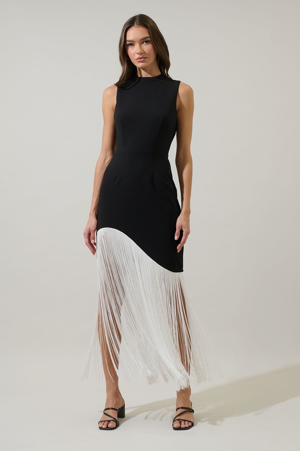 Black & White Fringe Dress