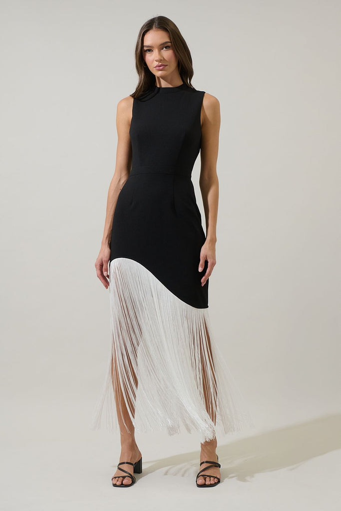 black and white fringe dress Khaite