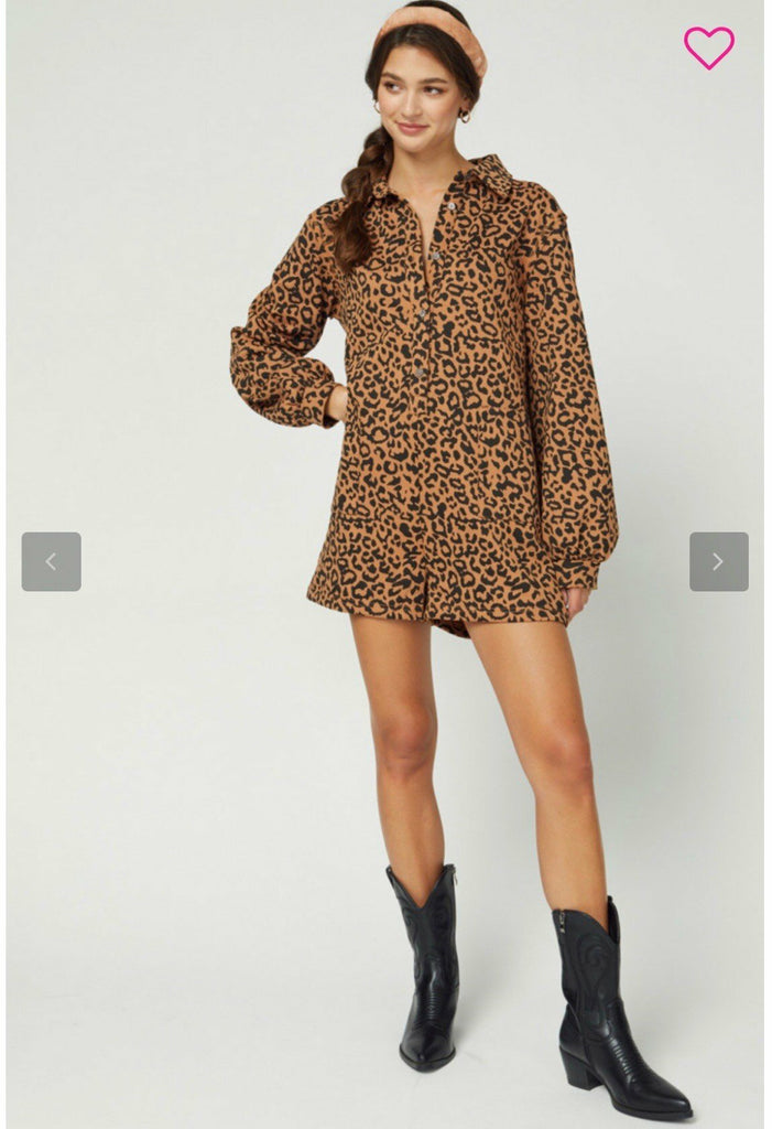 Leopard Long Sleeved Romper