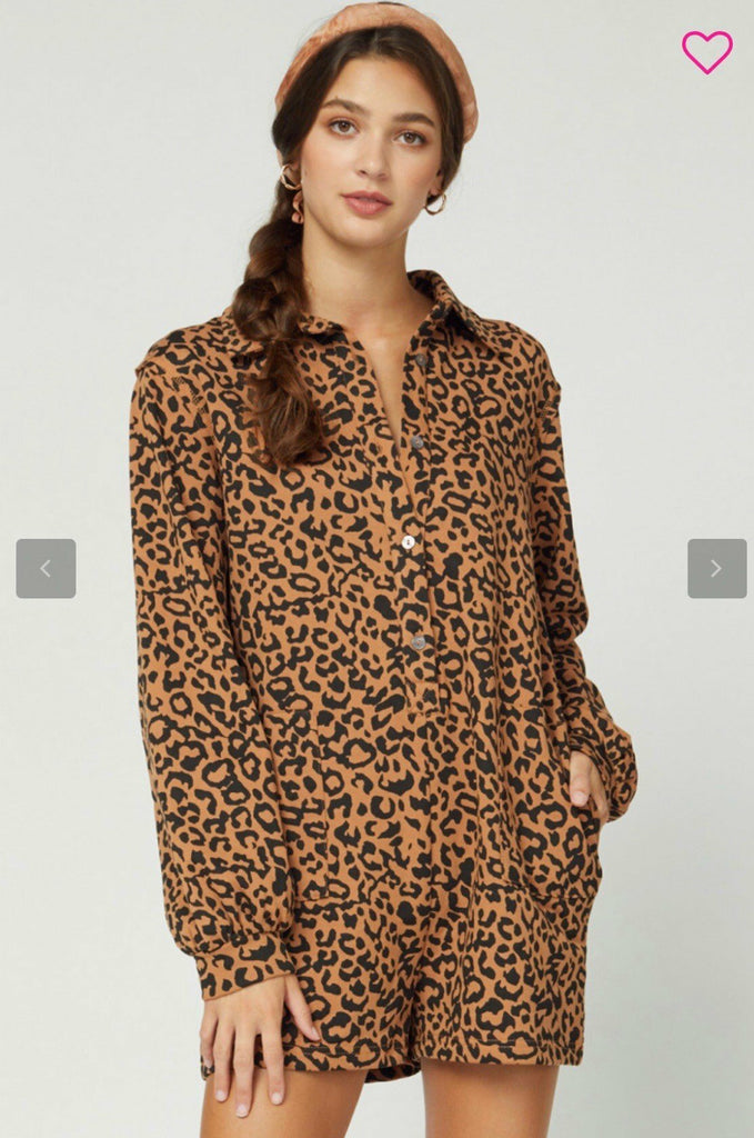 Leopard Long Sleeved Romper Size Small