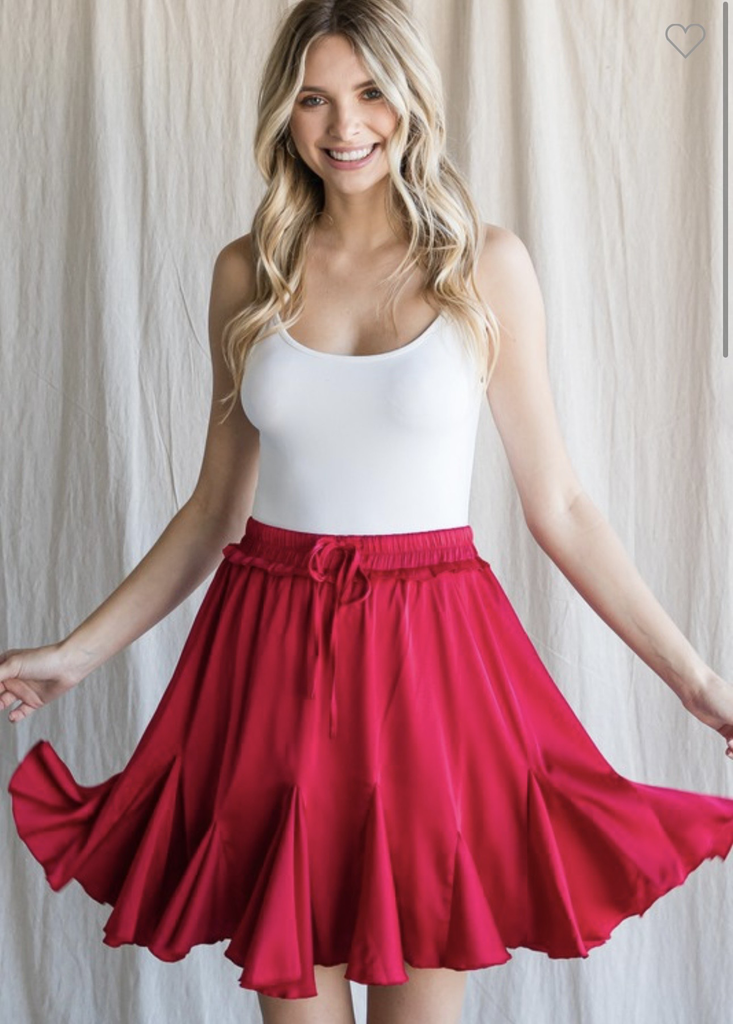 Red Silky Skort
