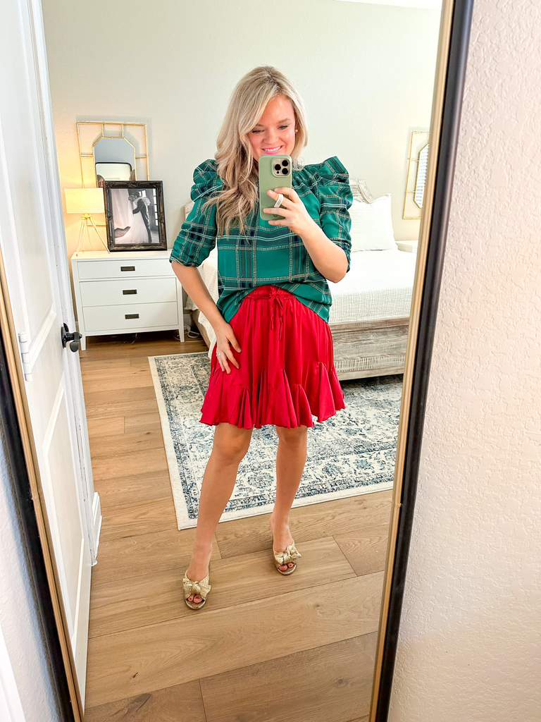Red Silky Skort