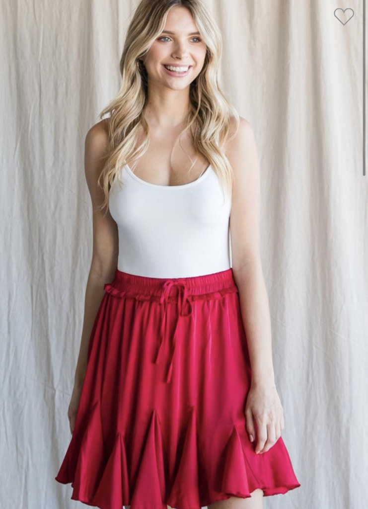 Red Silky Skort