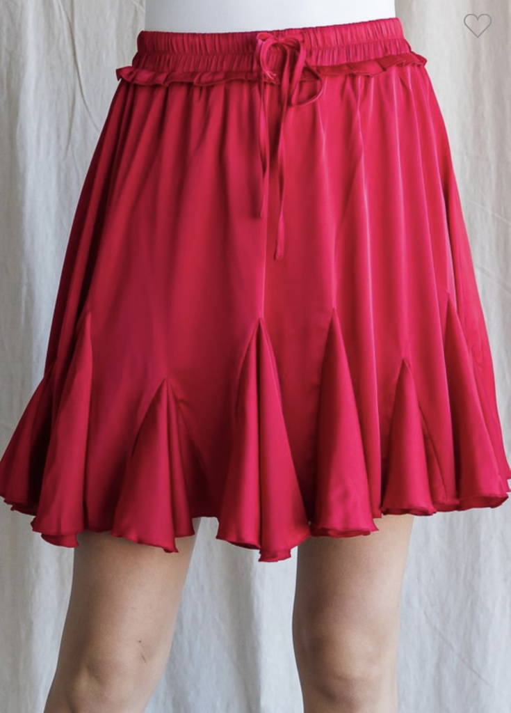 Red Silky Skort