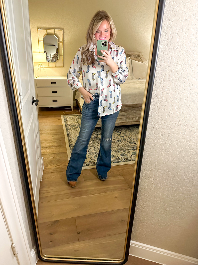 Mid Rise Boot Cut Jeans