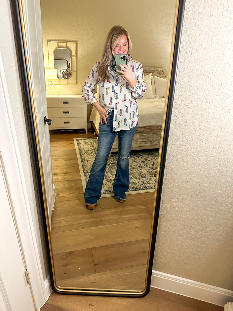 Mid Rise Boot Cut Jeans
